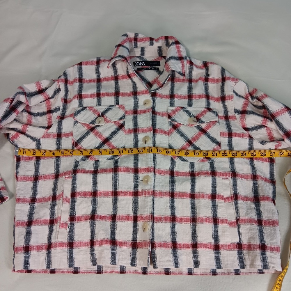 Zara Plaid Overshirt Shacket Cotton‎ Blend  Italian Fabric Pockets Boxy Size L - Picture 5 of 11